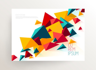 Book cover design template with abstract polygonal objects.