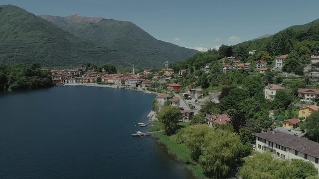 bicycle sumer italy Italian riviera houses drone flight near the mountains, Italy lake, drone 4k nature flight hootel