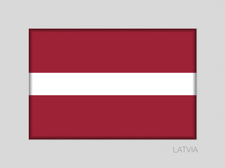 Flag of Latvia. National Ensign Aspect Ratio 2 to 3 on Gray