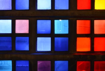 Printed roller blinds Stained Mur en blocs de verre de couleurs