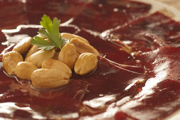 Ham cured with almonds