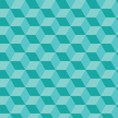 Light blue cube made of triangle, geometric vector pattern