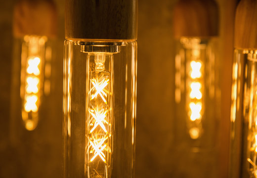 Vintage lightbulbs close-up