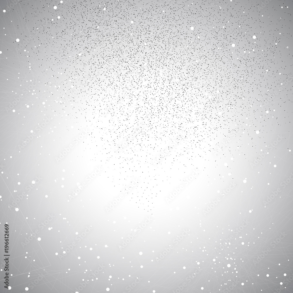 Poster grey graphic background molecule and communication. connected lines with dots, illustration