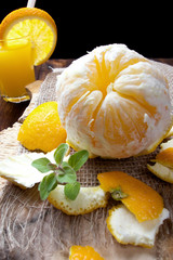 Fresh sweet orange juice on the table for breakfast