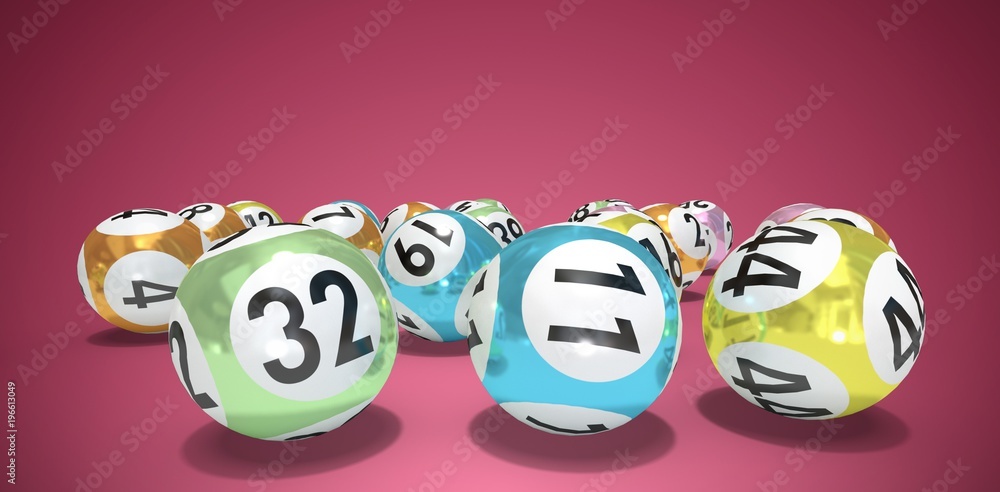 Poster composite image of lottery balls with numbers