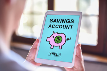 Savings account concept on a tablet