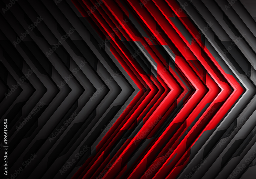 Poster abstract red gray metal arrow pattern 3d design modern futuristic background vector.