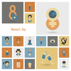 Womans Day Icon Set