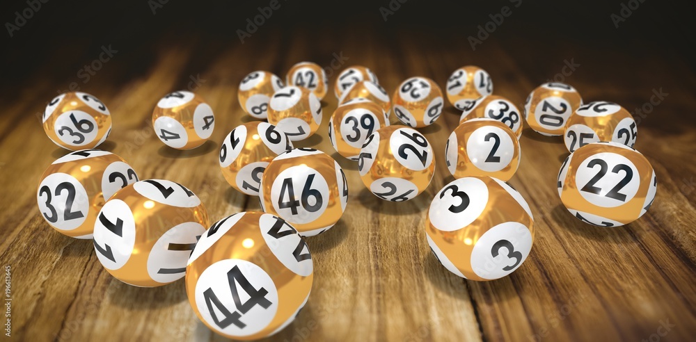 Poster composite image of lottery balls with numbers