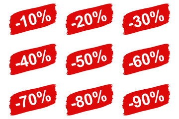 Discount Etiketten - Pinselstrich Set - Vektor Illustration - Freigestellt auf weißem Hintergrund