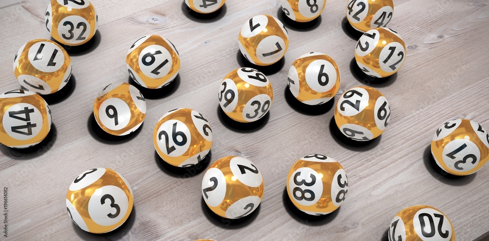 Poster composite image of lottery balls with numbers