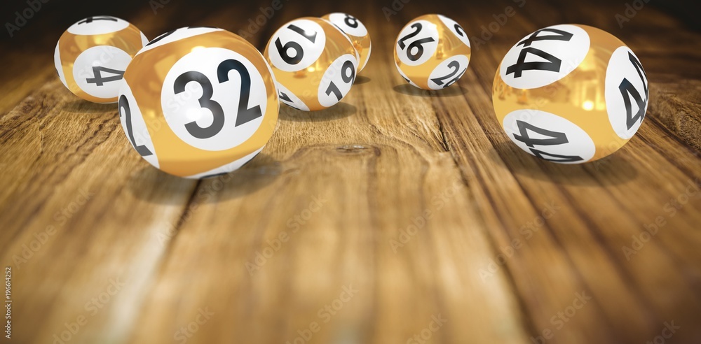 Poster composite image of lottery balls with numbers