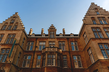 low angle view of beautiful old building and blue sky, Ghent, Belgium