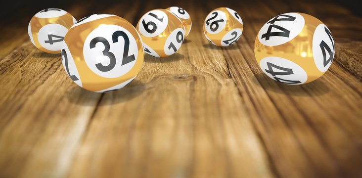 Composite image of lottery balls with numbers
