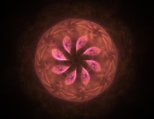 Lacy colorful clockwork pattern. Digital fractal art design. Abstract design of sacred symbols signs geometry.