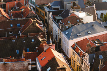 aerial view of rooftops and narrow street in Ghent, Belgium © LIGHTFIELD STUDIOS