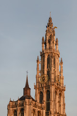 Fototapeta na wymiar beautiful architecture of famous Cathedral of Our Lady in Antwerp, Belgium