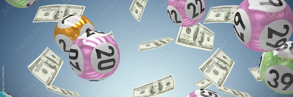 Poster composite image of lottery balls with numbers