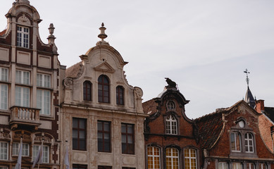 Fototapeta na wymiar beautiful traditional buildings in historical quarter of mechelen, belgium