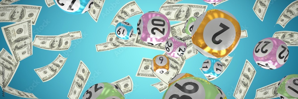 Poster composite image of lottery balls with numbers