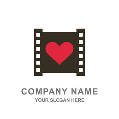 Filmstrip Love Camera Movie Logo Vector Illustration 