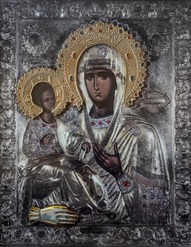 Church icon of Mother of God (Mary) and child (Jesus Christ)