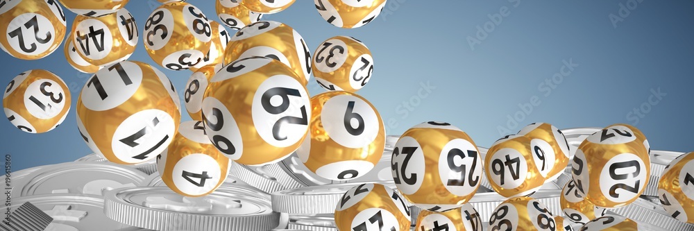 Poster composite image of lottery balls with numbers