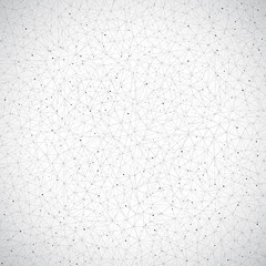 Grey graphic background molecule and communication. Connected lines with dots, illustration