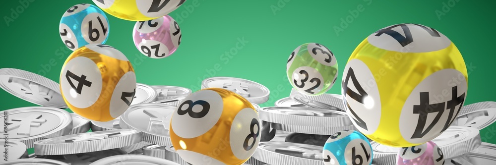Poster composite image of lottery balls with numbers