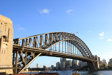 Fototapeta na wymiar Sydney Harbour Bridge Taken from the North of the City Looking South Across the Harbor Towards Sydney Opera House and the Central Business District