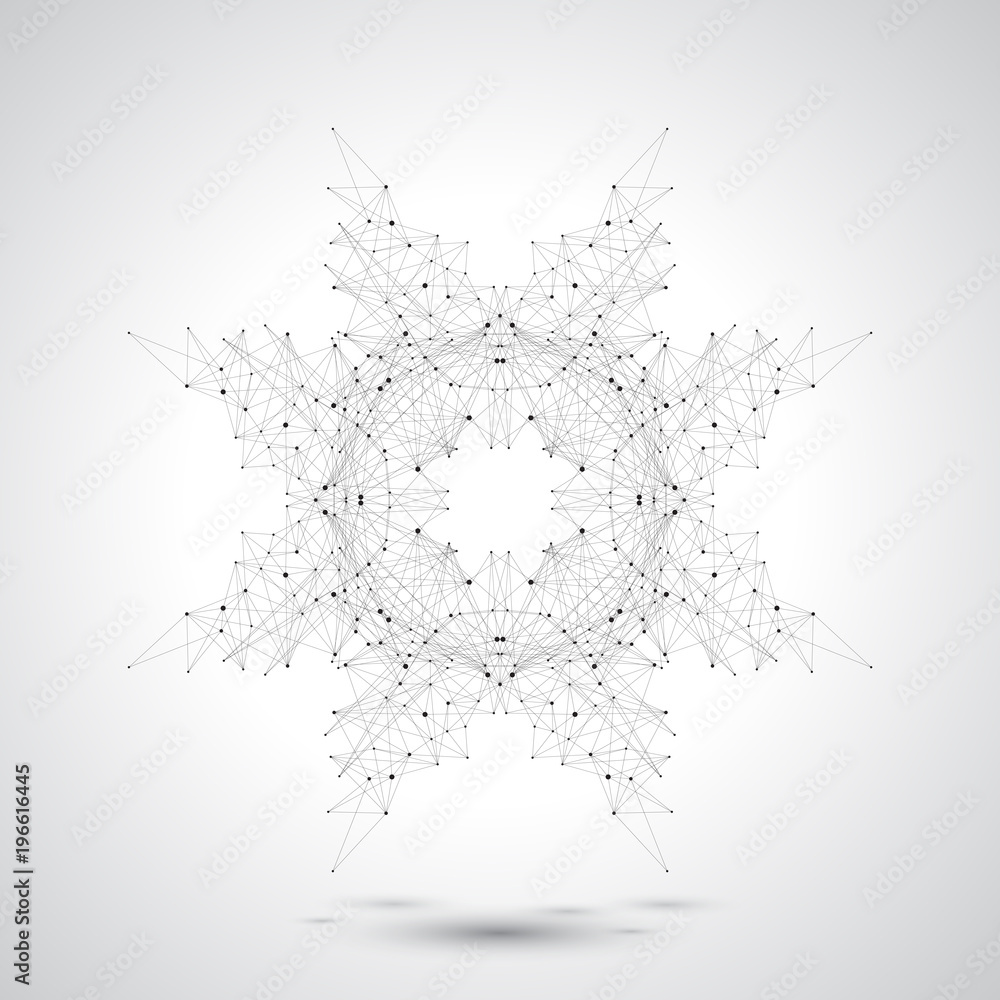 Poster Geometric abstract form with connected lines and dots. Modern illustration