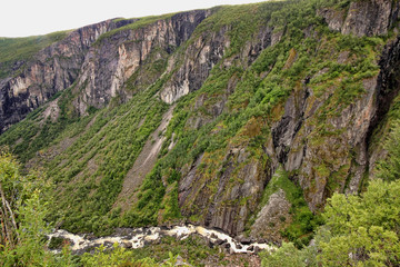 Beautiful waterfalls in the Norwegian mountains, Norway, Scandinavia