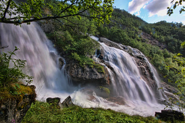 Beautiful waterfalls in the Norwegian mountains, Norway, Scandinavia