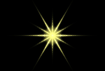 Fototapeta premium Bright abstract fractal yellow star, Fractal star fantasy