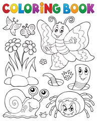 Poster de jardin Pour enfants Coloring book with small animals 4