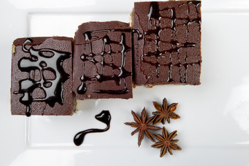 Apple and poppy seed dessert with chocolate