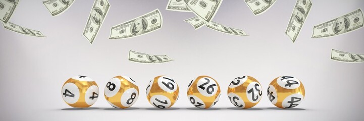 Composite image of a lot of money throwing in the air