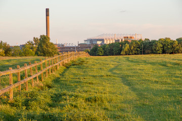 A fence in Newcastle-Upon-Tyne’s Town Moor park points towards the impressive structure of St...