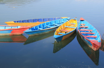 Fototapeta na wymiar Fhewa lake boat cruise Pokhara Nepal