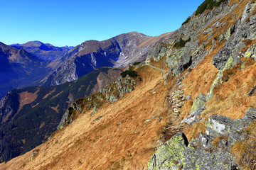 Poland, Tatra Mountains, Zakopane - Goryczkowa Czuba peak with Western Tatra mountain range panorama in background