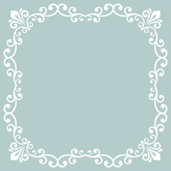Classic white square frame with arabesques and orient elements. Abstract ornament with place for text. Vintage pattern