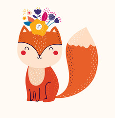 Vector illustration with cute fox