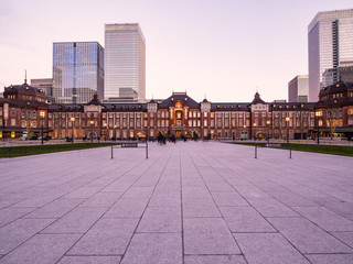 Tokyo station and business buildings at Magic Hour