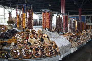 Traditional Armenian dried fruits and sweets sold at a local market in Yerevan