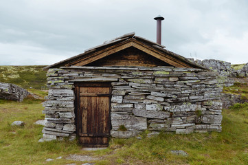 Little hut made out of stone. National Park Rondane