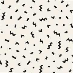 Seamless abstract geometric pattern in retro memphis style. Scatteres shapes vector background.