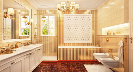 Bathroom design in classical style