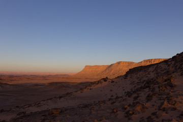 Mountains in the desert at sunrise sunset