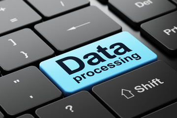 Fototapeta premium Information concept: computer keyboard with word Data Processing, selected focus on enter button background, 3D rendering